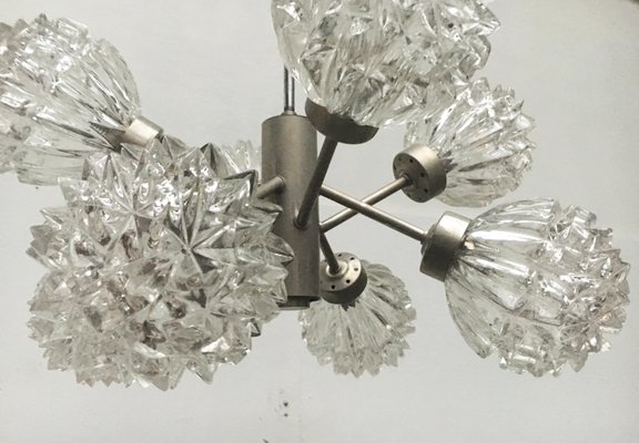 Eight-Arm Chrome & Glass Sputnik Chandelier Attributed to Richard Essig Eight-Arm Chrome & Glass Sputnik Chandelier Attributed to Richard Essig