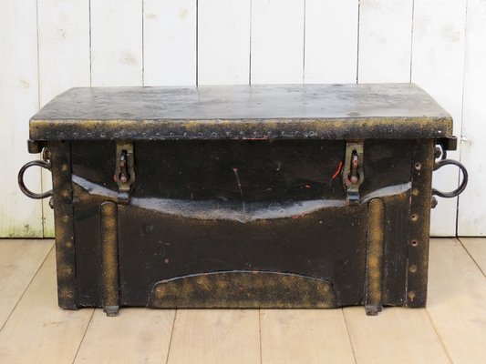 Antique French Gold Bullion Steel Chest Strong Box For Sale At Pamono