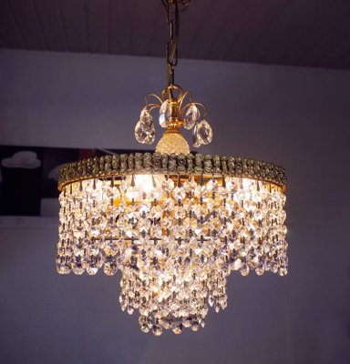 Fancy French Cottage Chandelier Brass and crystal by Fancy French Cottage Chandelier Brass and crystal by
