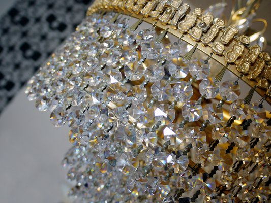 Fancy French Cottage Chandelier Brass and crystal by Fancy French Cottage Chandelier Brass and crystal by