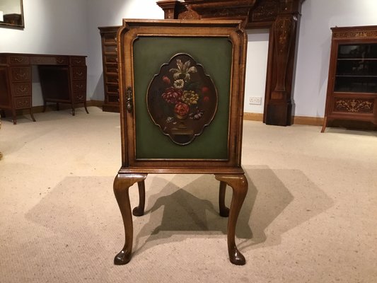 Queen Anne Style Walnut Bedside Cabinet 1920s