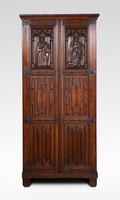 Antique Gothic Oak Cupboard For Sale At Pamono