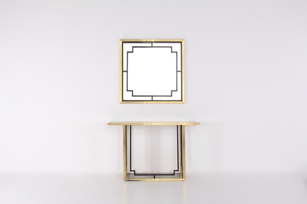 Hollywood Regency Brass Console Table Mirror 1970s Set Of 2 Hollywood Regency Brass Console Table