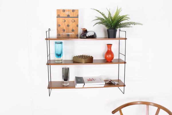 Scandinavian Steel And Teak Wall Shelf 1960s For Sale At Pamono