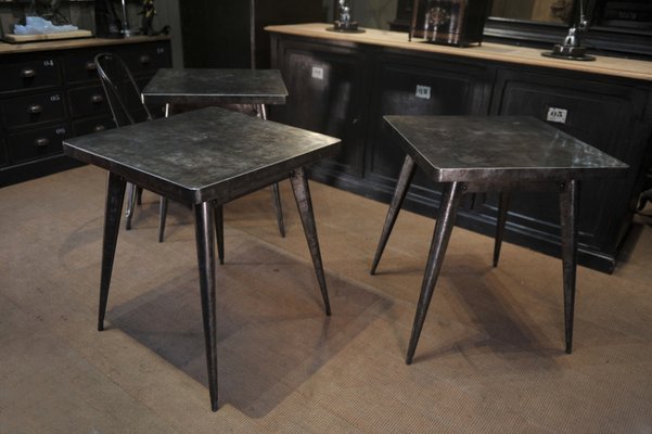 Polished Metal Side Table From Tolix, Industrial Metal Side Table