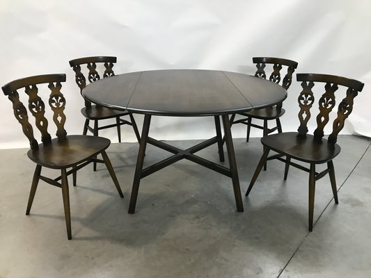 Dining Table Chairs Set By Lucian Ercolani For Ercol 1979 For