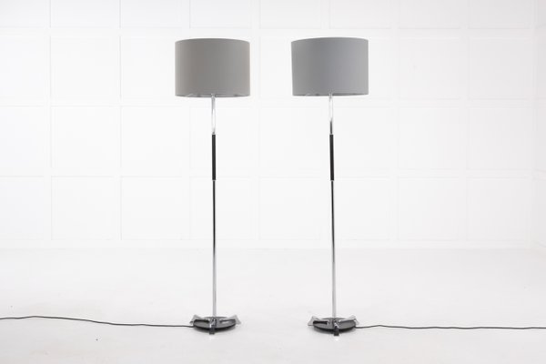 Mid Century Spanish Chrome And Metal Floor Lamps Set Of 2 For Sale At Pamono