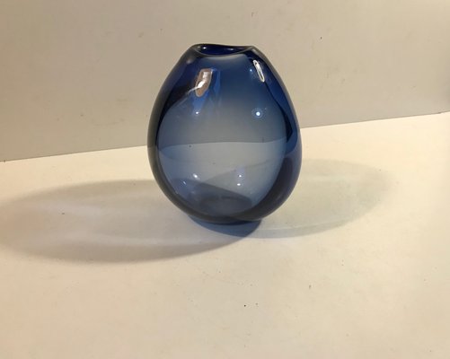 Blue Art Glass Vase by Per Lütken for Holmegaard, 1960s for sale at Pamono