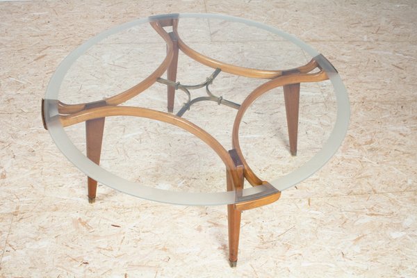 Oak And Glass Round Coffee Table By William Watting For Fristho