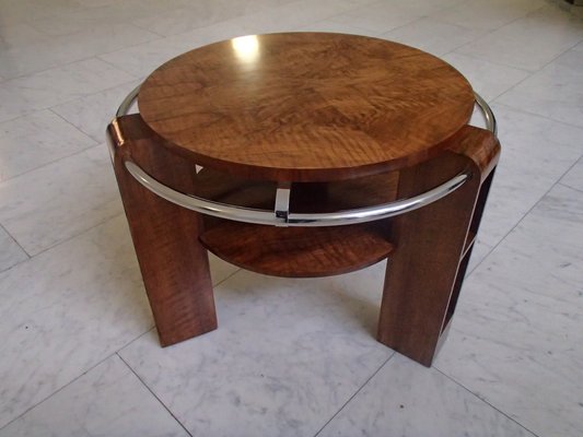 Art Deco Walnut Burr And Chrome Coffee Table 1930s Art Deco Walnut Burr And Chrome Coffee Table 1930s