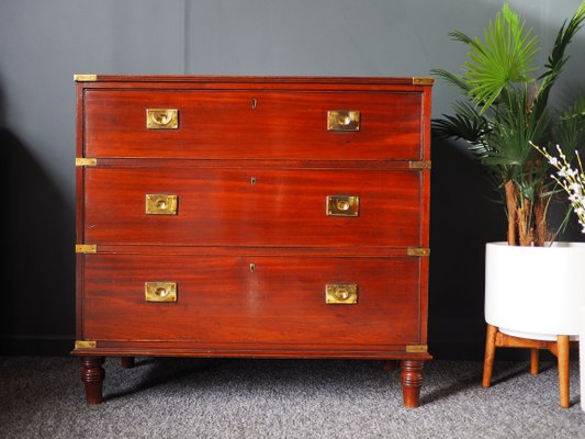 Antique Military Style Mahogany Dresser For Sale At Pamono