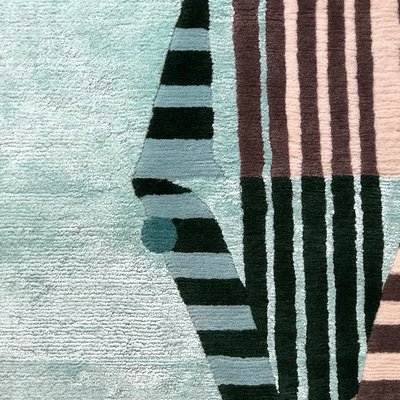 Royal Teal Zebra Carpet In Bamboo Silk And New Zealand Wool By Josh Brill For Junior Monarch