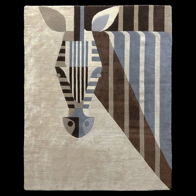 New Zealand Wool And Chinese Silk Blend Biscuit Zebra Carpet By