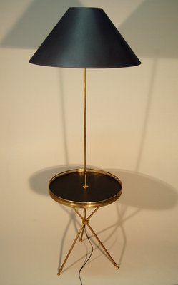 lampara de pie con pedestal de bronce dorado de arlus para arlus anos 60