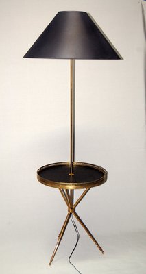lampara de pie con pedestal de bronce dorado de arlus para arlus anos 60