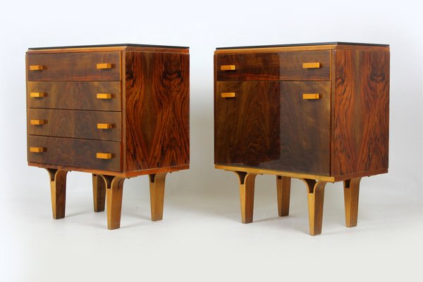 Black Glass And Plywood Nightstands From Novy Domov Np 1970s Set Of 2 For Sale At Pamono