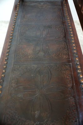 Antique Art Nouveau Embossed Leather Bench For Sale At Pamono