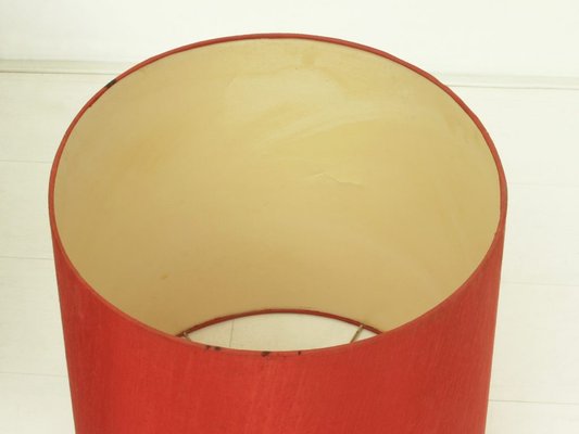 Large Red Fabric and Brass Table Lamp, 1960s for sale at Pamono