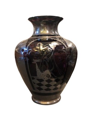 Italian Sterling Silver And Purple Glass Vase 1930s For Sale At