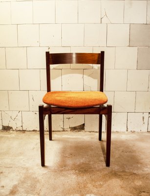 Italian Wood And Fabric Dining Chairs By Gianfranco Frattini For Cassina 1960s Set Of 6 For Sale At Pamono