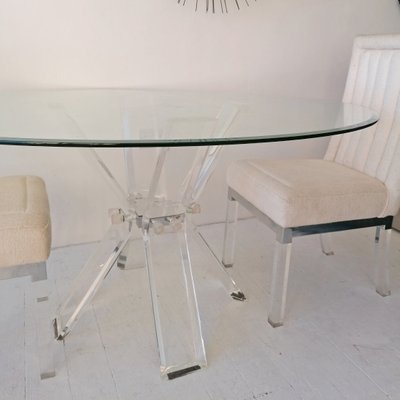 American Lucite And Glass Dining Table 1970s For Sale At Pamono Pair of rare custom made clear lucite and polish stainless steel dining table bases. american lucite and glass dining table 1970s