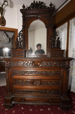 Antique Italian Walnut Dresser With, Walnut Dresser With Mirror