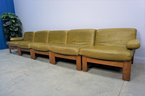 Dutch Oak And Leather Modular Sofa 1960s For At Pamono Dutch Oak And Leather Modular Sofa