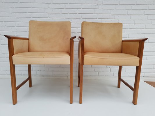 Danish Teak and Leather Armchairs by Hans Olsen for Skipper, 1960s, Set of 2 Danish Teak and Leather Armchairs by Hans Olsen for Skipper, 1960s, Set of 2