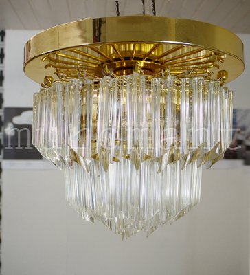 Crystal Chandelier By Paolo Venini, Gold Tone Crystal Chandeliers