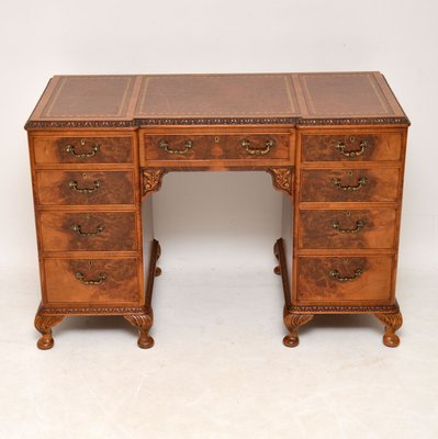 Antique Burr Walnut And Leather Desk 1920s For At Pamono Burr Walnut And Leather Desk 1920s