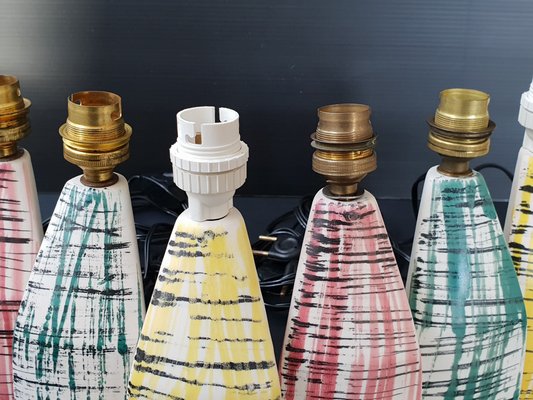 Mid Century French Ceramic Tripod Table Lamps By Roland Brice 1950s Set Of 6 Mid Century French Ceramic Tripod Table Lamps By Roland Brice 1950s Set Of 6