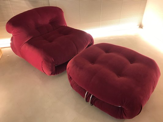 Vintage Soriana Armchair Ottoman Set By Tobia Afra Scarpa For Cassina For Sale At Pamono