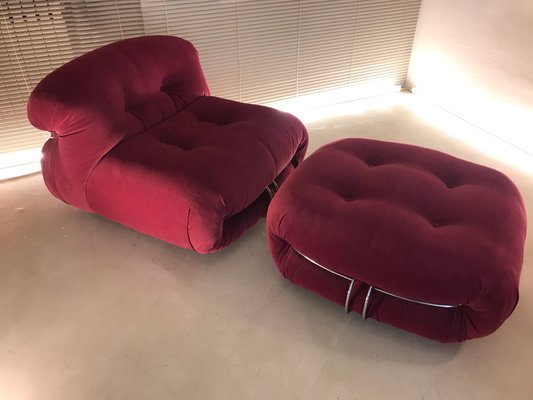 Vintage Soriana Armchair Ottoman Set By Tobia Afra Scarpa For Cassina For Sale At Pamono