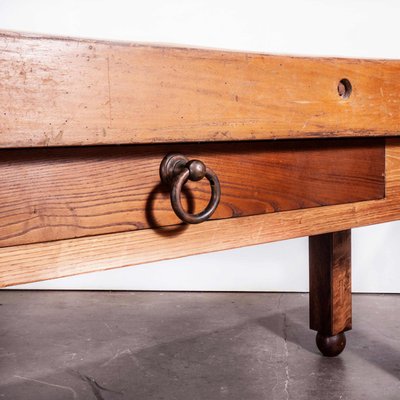 Large French Oak End Grain Butchers Work Table 1950s For Sale At