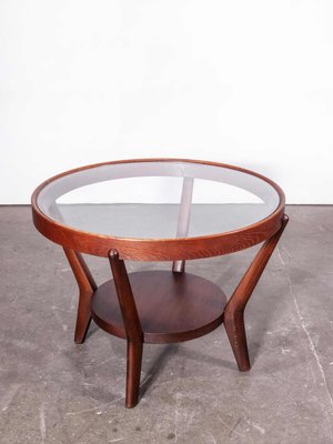 Tavolino Rotondo In Quercia Scura Di Kozelka Kropacek Per Interieur Praha Anni 50 In Vendita Su Pamono