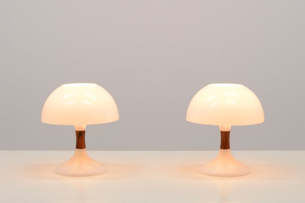 Mid Century Rosewood Mushroom Table, Brooklyn Ceramic Table Lamp