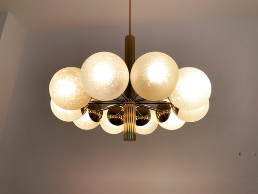 Opaline Glass Sputnik Chandelier from Kaiser Idell Kaiser Leuchten, 1960s Opaline Glass Sputnik Chandelier from Kaiser Idell Kaiser Leuchten, 1960s