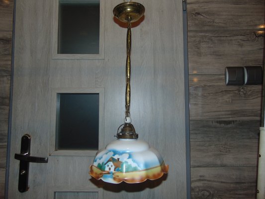 Antique Glass And Brass Pendant Lamp For At Pamono Antique Glass And Brass Pendant Lamp