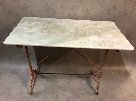 Antique Cast Iron and Marble Bistro Table 1900s