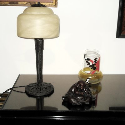Edgar Brandt Edgar Brandt Gingko Leaves Chandelier 4 Daum Glass Shades Signed Edgar Brandt Edgar Brandt Gingko Leaves Chandelier 4 Daum Glass Shades Signed