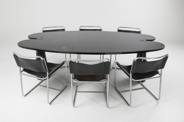 Black Marble Dining Table By Angelo Mangiarotti For Skipper 1970s For Sale At Pamono