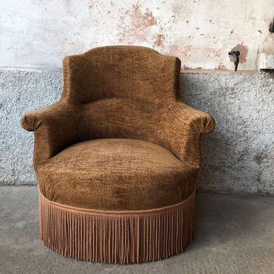 French Brown Velvet Tub Chair 1950s For Sale At Pamono