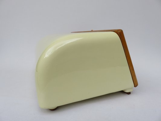 Mid Century Beige Ceramic And Wood Bread Box From Wachtersbach