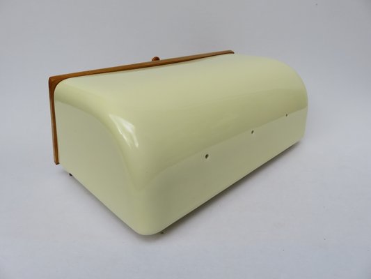 Mid Century Beige Ceramic And Wood Bread Box From Wachtersbach