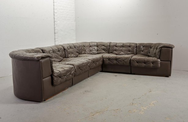 Mid Century Gray Brown Leather Modular Model Ds11 Sofa From De