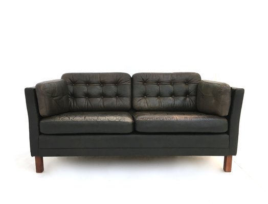 Mid Century Danish Dark Brown Leather 2 Seater Sofa 1960s Mid Century Danish Dark Brown Leather 2 Seater Sofa 1960s