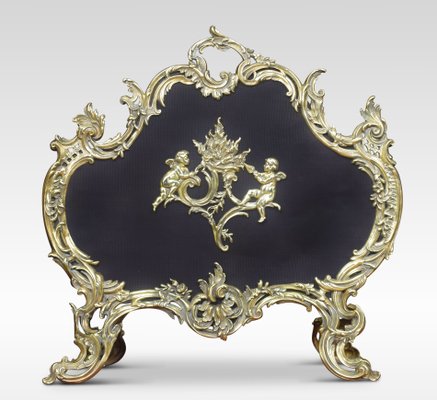 19th Century Rococo Style Brass Fire Screen For Sale At Pamono