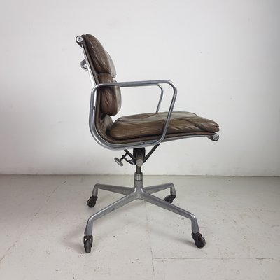 Dark Brown Leather Desk Chair By Charles Ray Eames For Herman