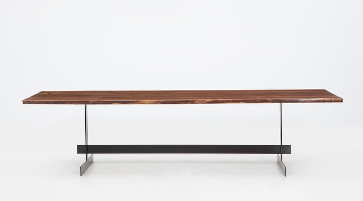 Esstisch Mit Metallgestell Platte Aus Nussholz Von Johannes Hock Fur Atelier Johannes Hock Bei Pamono Kaufen