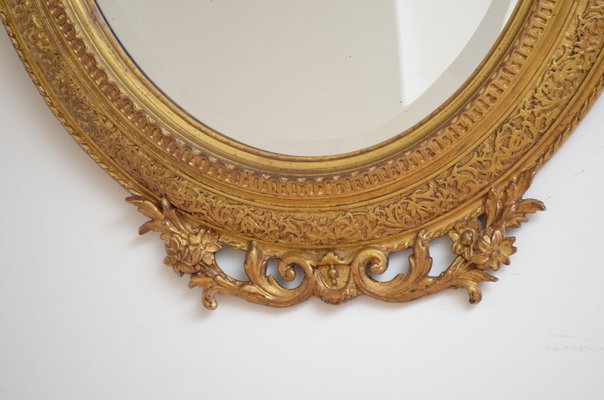 Antique Giltwood Oval Wall Mirror For At Pamono Antique Giltwood Oval Wall Mirror For